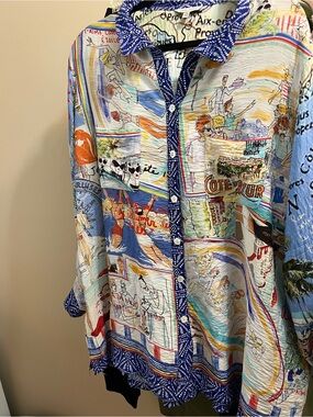 John Mark Multicolor Resort Button-Down Shirt Woman’s roll up sleeve Size 2X